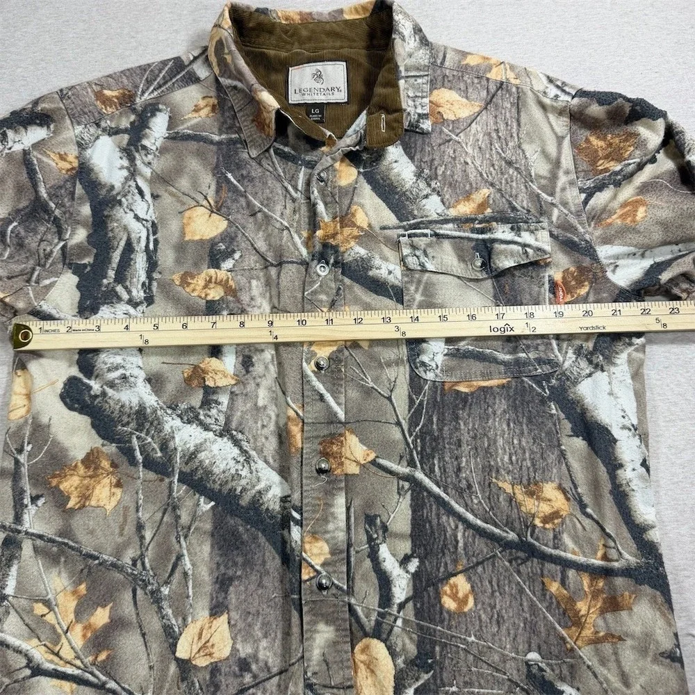 Legendary Whitetails Button-Up Shirt‎ Men's L Realtree Camo Long Sleeve